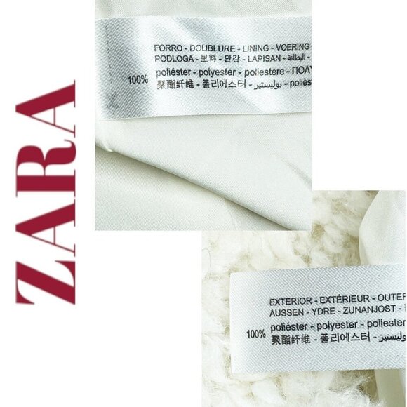 NWOT ZARA *BLOGGER FAVORITE* Faux Fur Fluffy White Snow Bunny Teddy Jacket Large - Picture 8 of 14